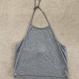 Gray PacSun Ribbed Halter Top With Ties